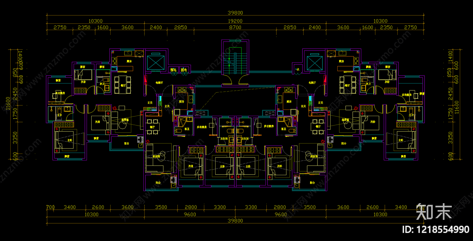 住宅楼建筑cad施工图下载【ID:1218554990】
