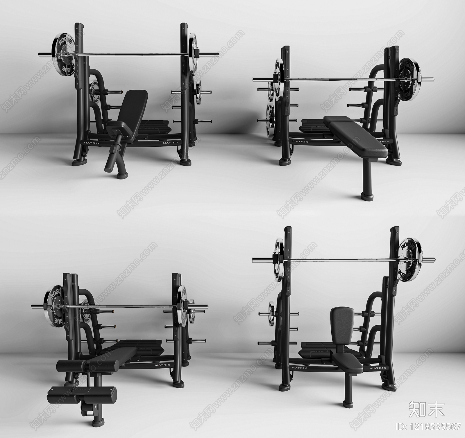 极简健身器材3D模型渲染效果图