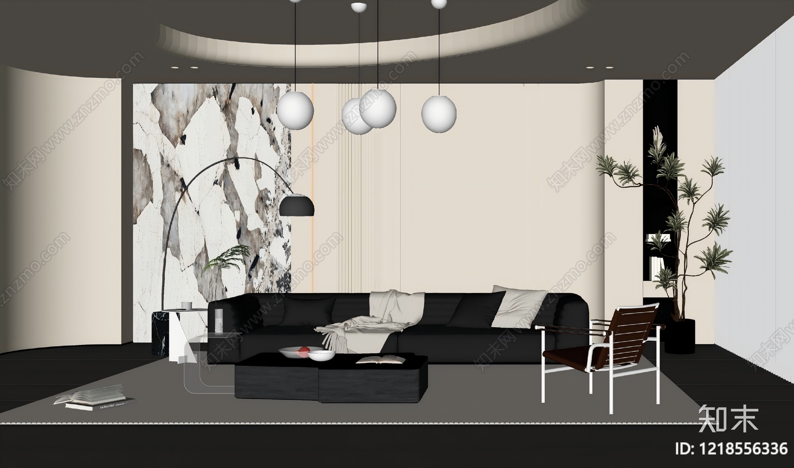 极简家居客厅SU模型下载【ID:1218556336】