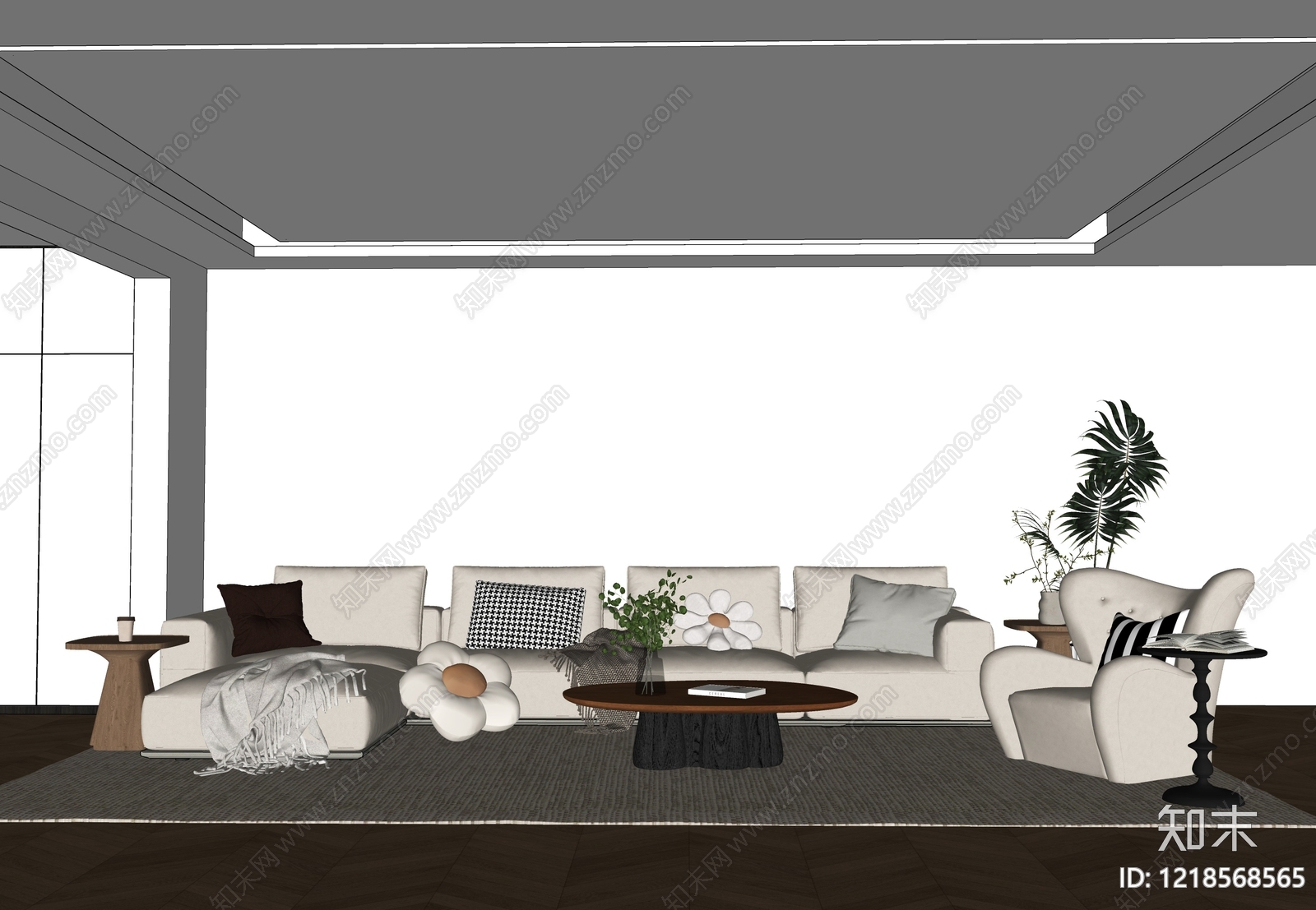现代家居客厅SU模型下载【ID:1218568565】