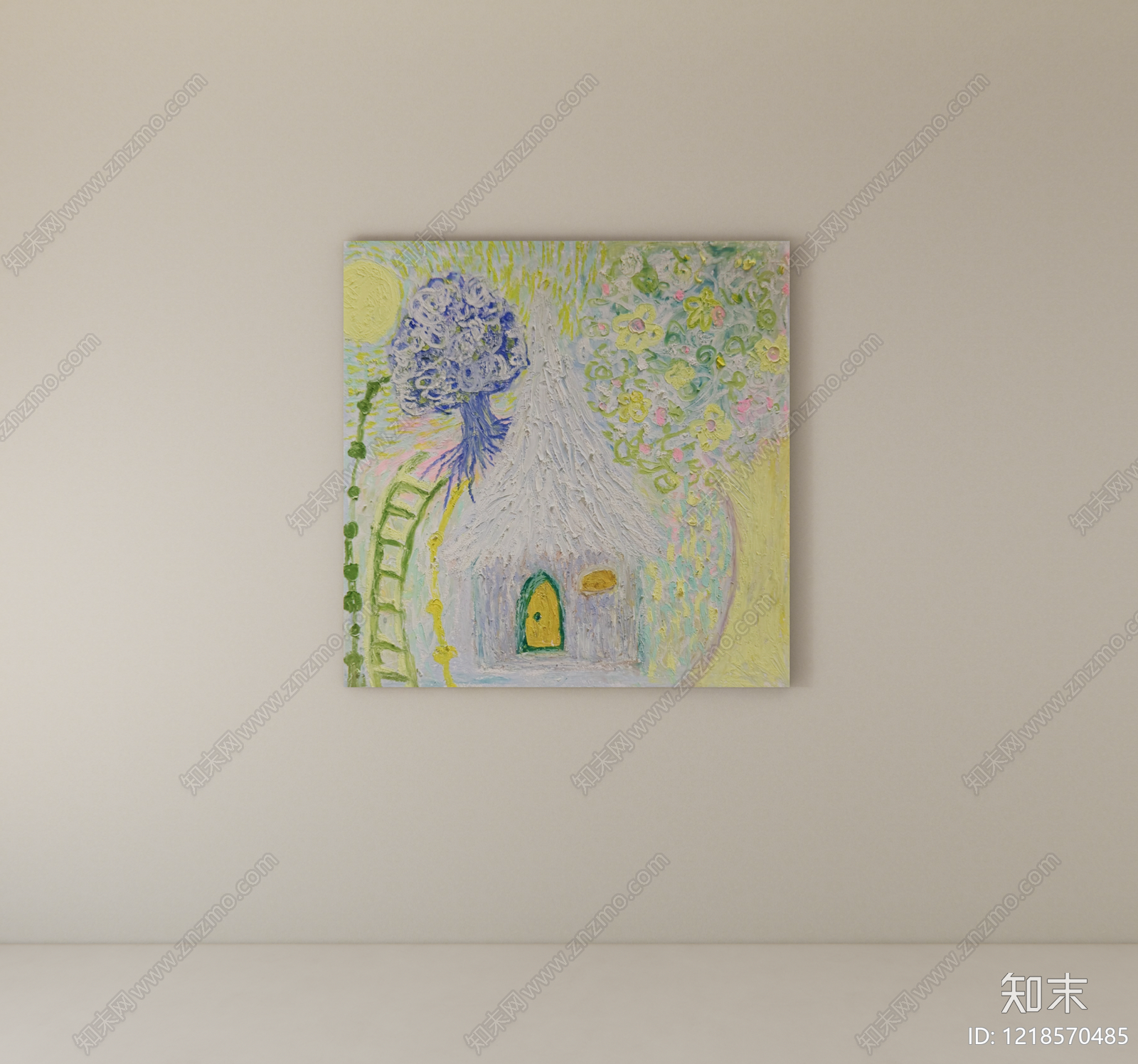 奶油风挂画SU模型下载【ID:1218570485】