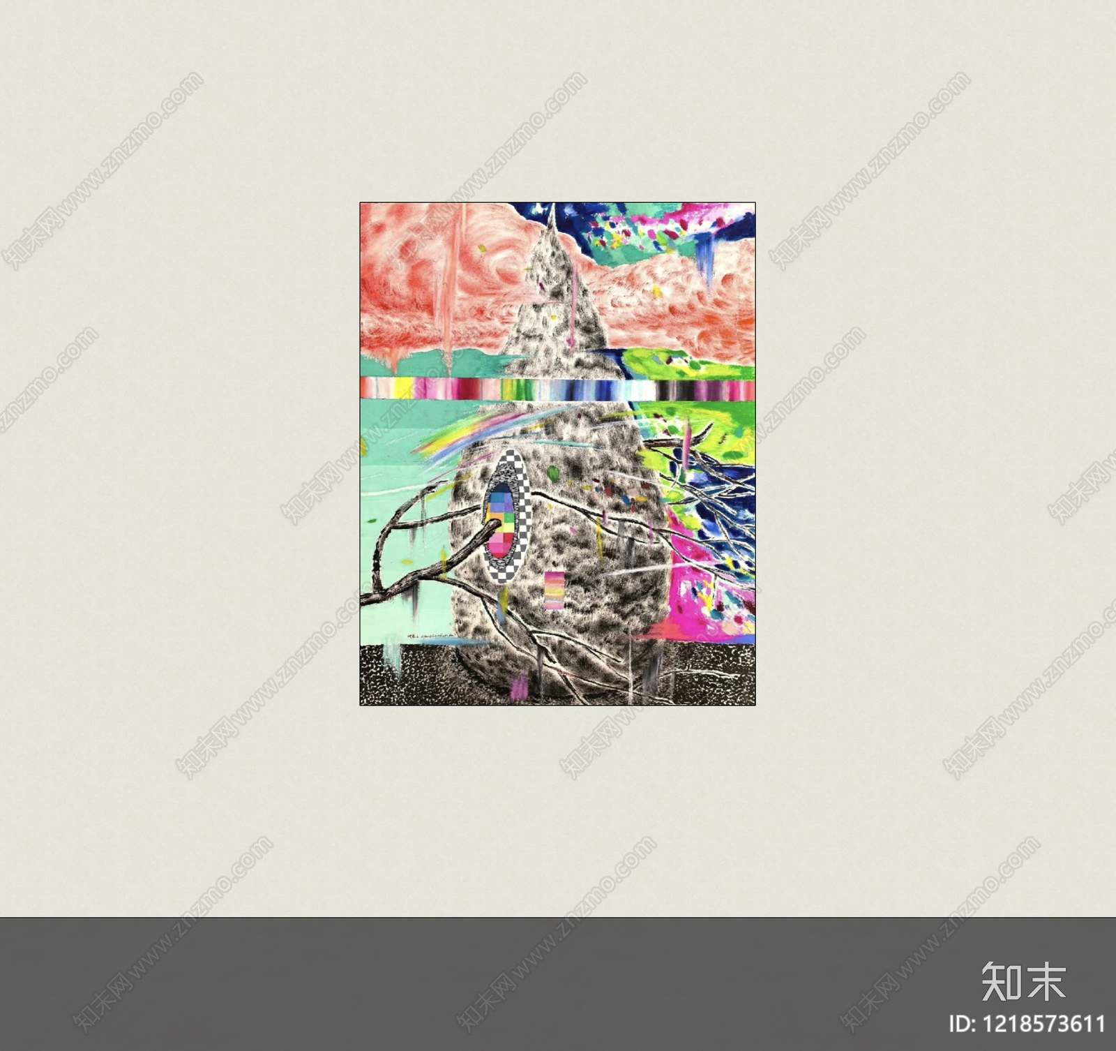 当代艺术风挂画SU模型下载【ID:1218573611】