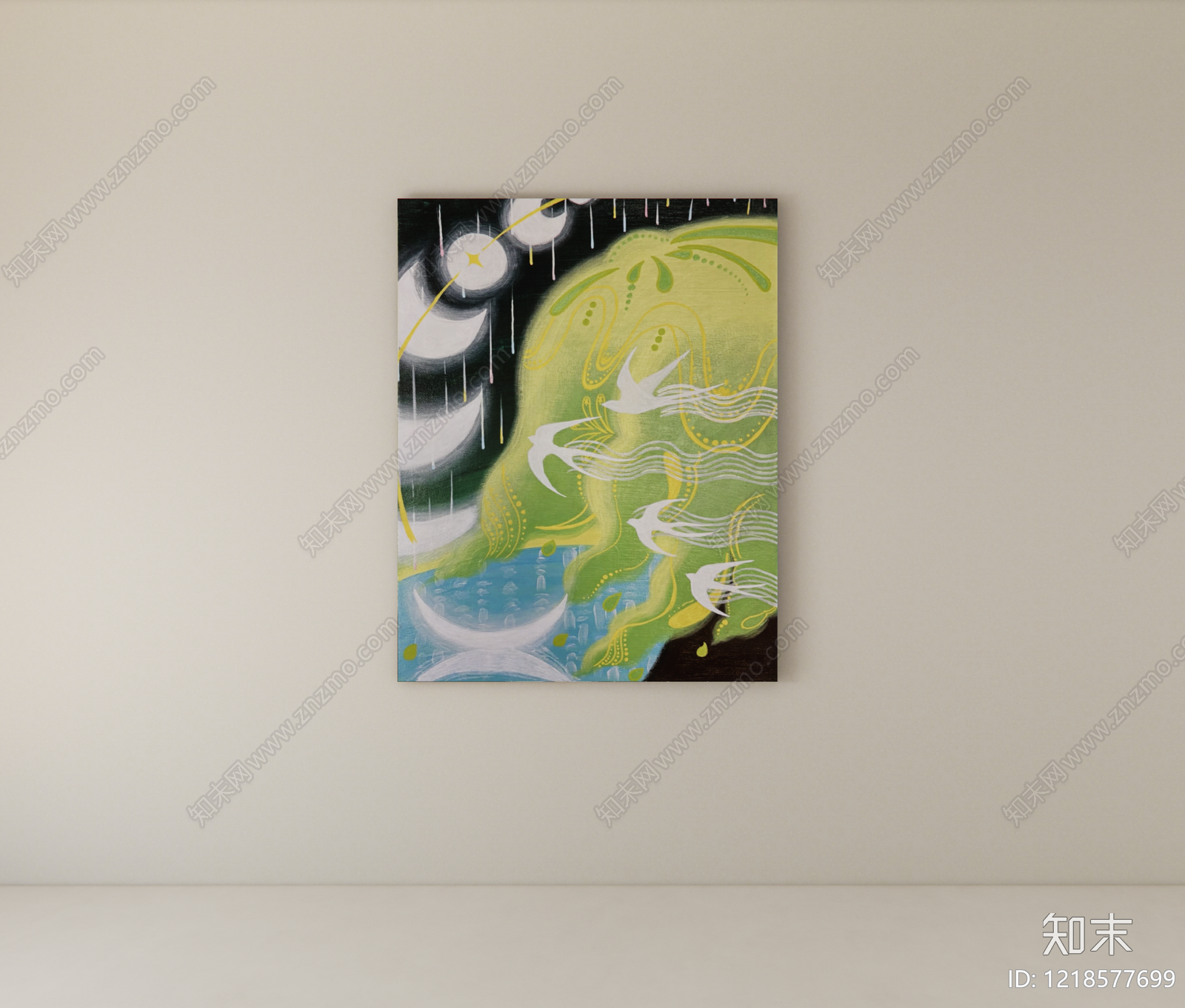 奶油风挂画SU模型下载【ID:1218577699】