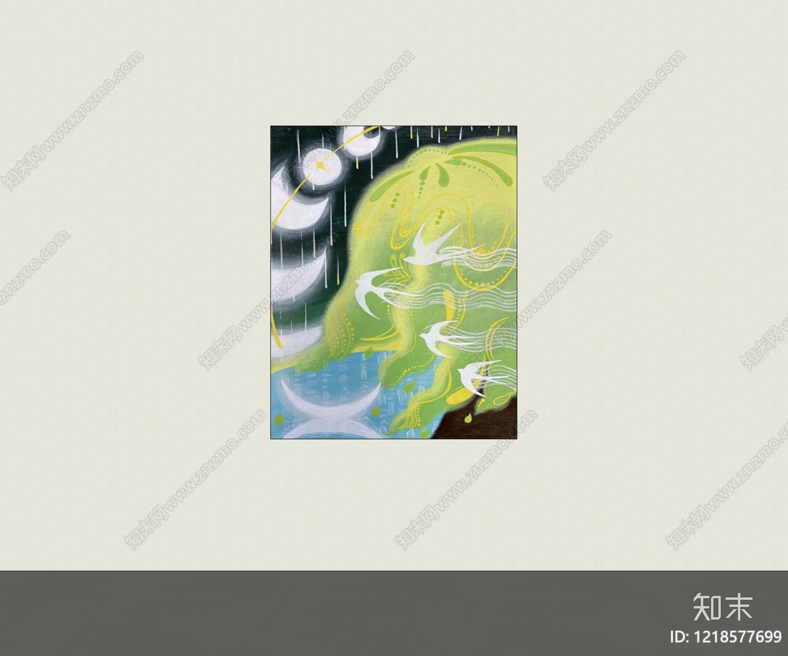 奶油风挂画SU模型下载【ID:1218577699】