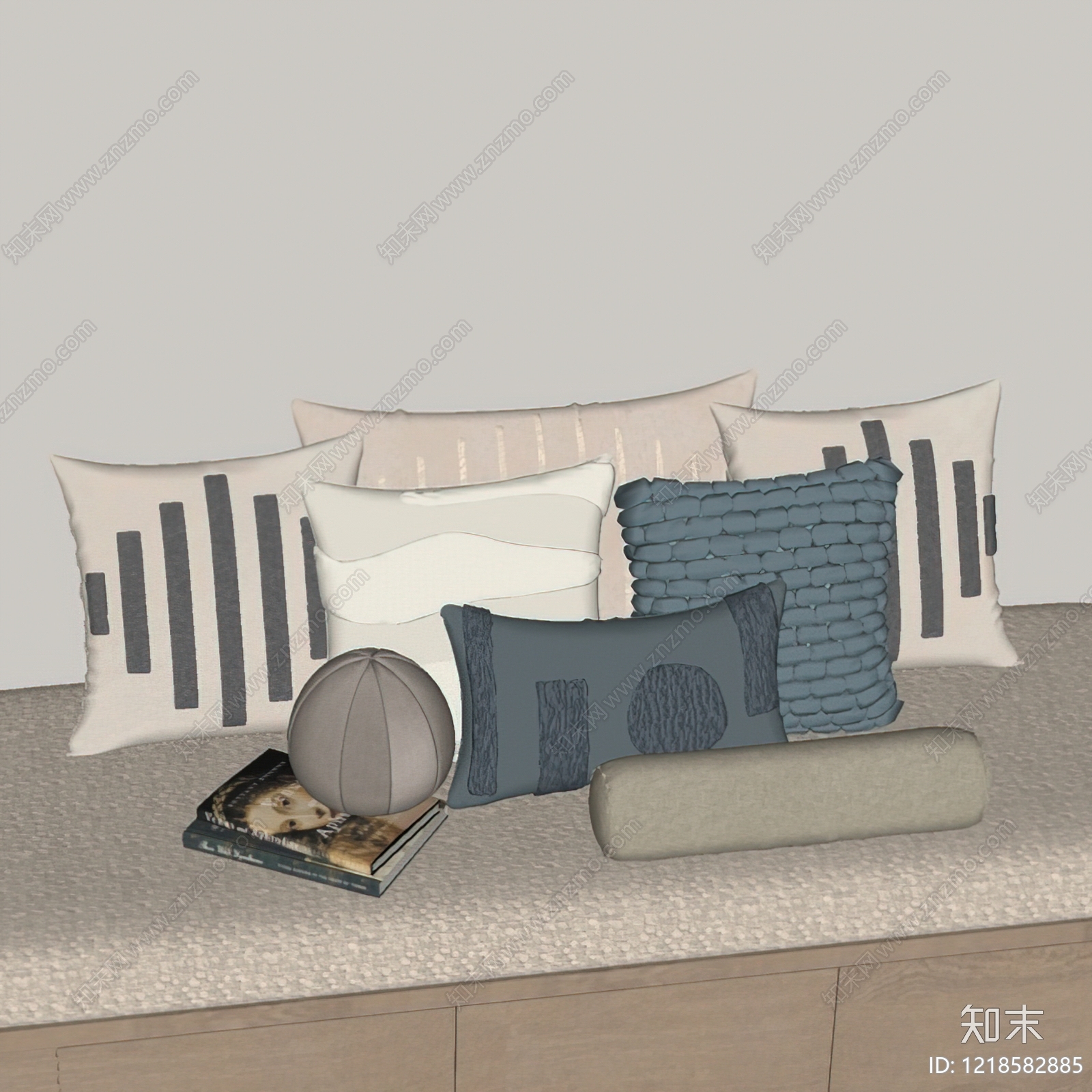 奶油风抱枕SU模型下载【ID:1218582885】
