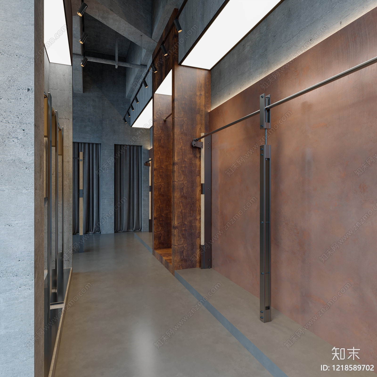 工业风服装店3D模型下载【ID:1218589702】