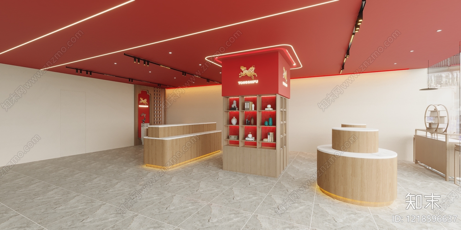 新中式珠宝店3D模型渲染效果图
