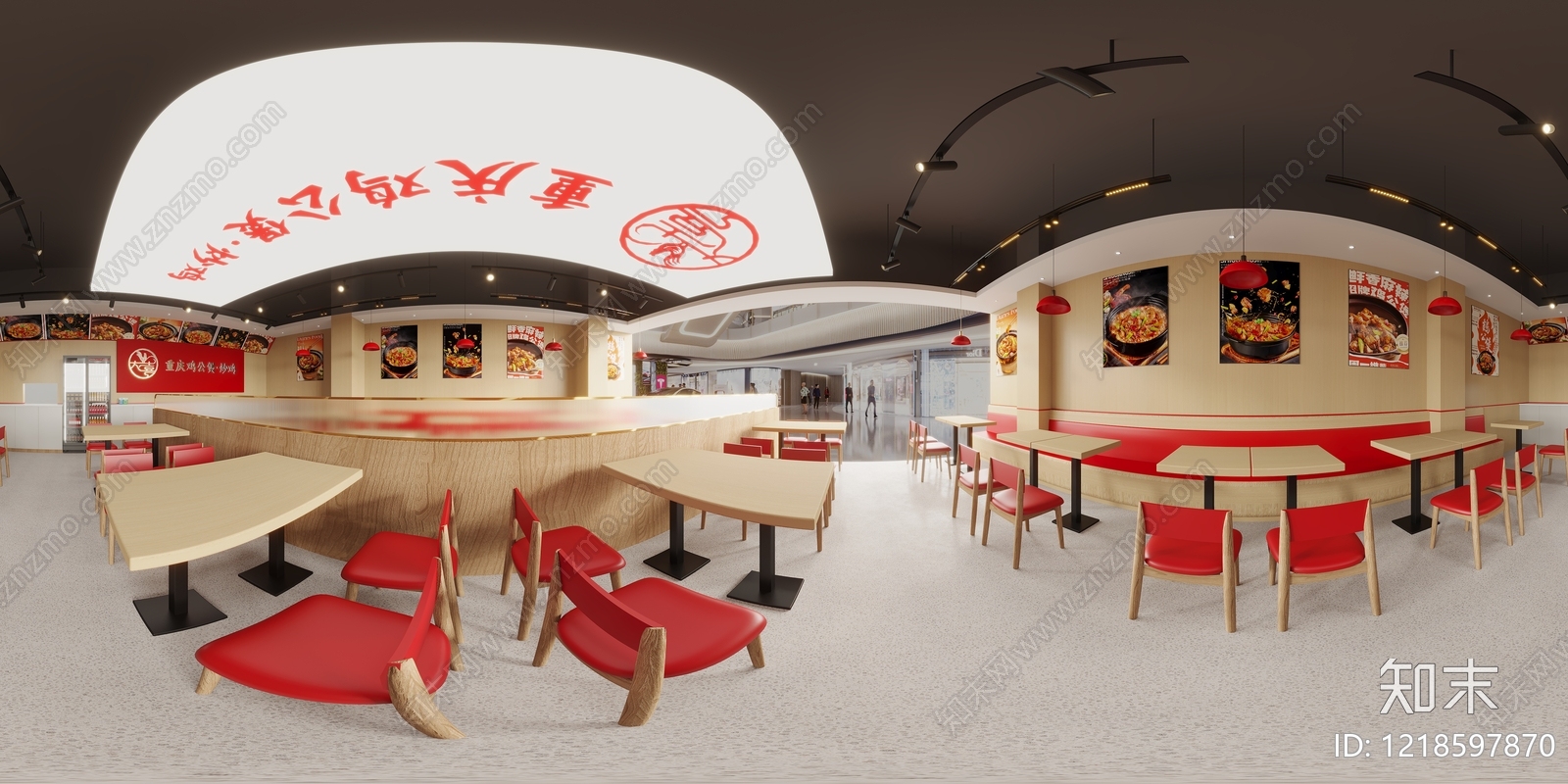 现代简约中餐厅3D模型下载【ID:1218597870】