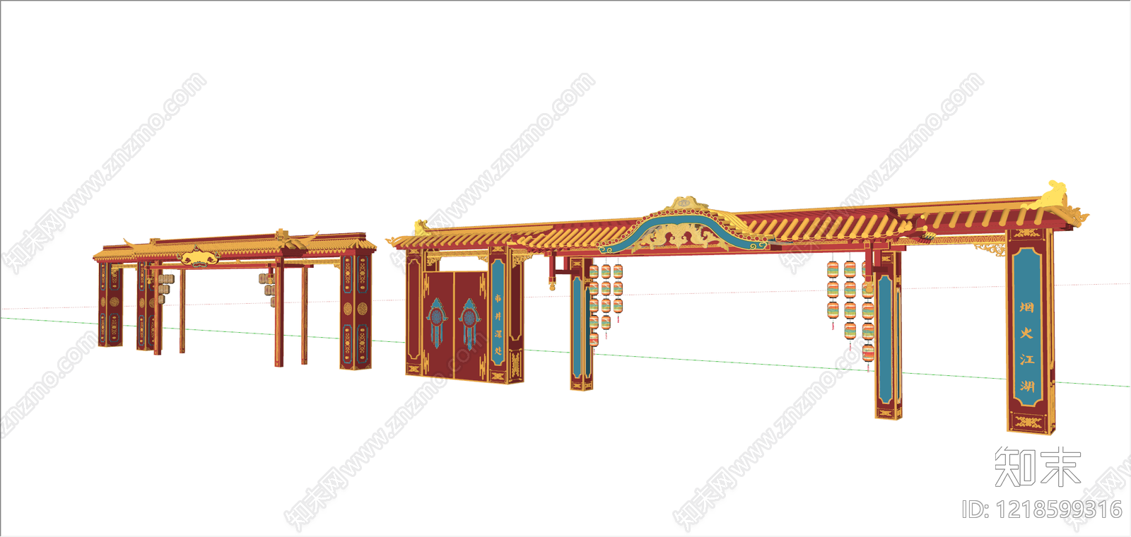 新中式活动门头SU模型下载【ID:1218599316】