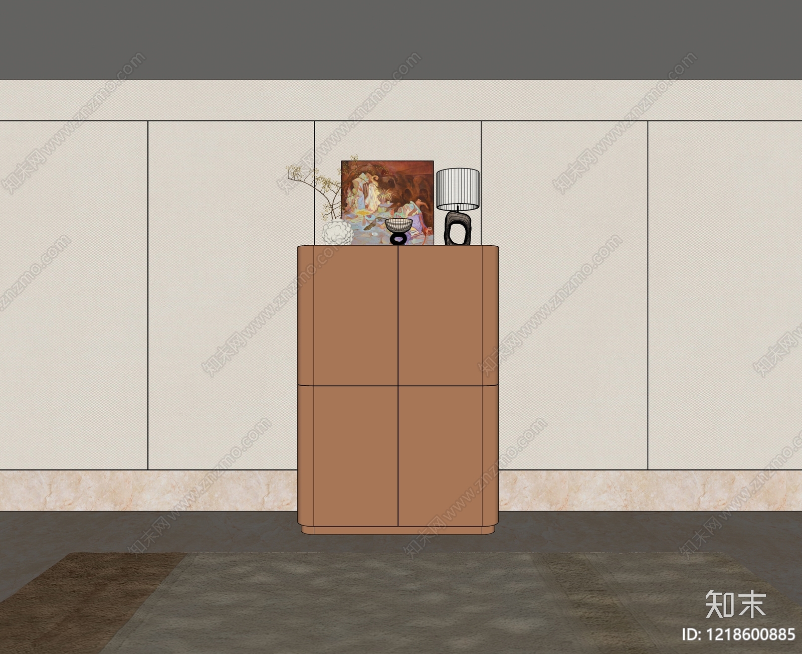 现代玄关柜SU模型下载【ID:1218600885】