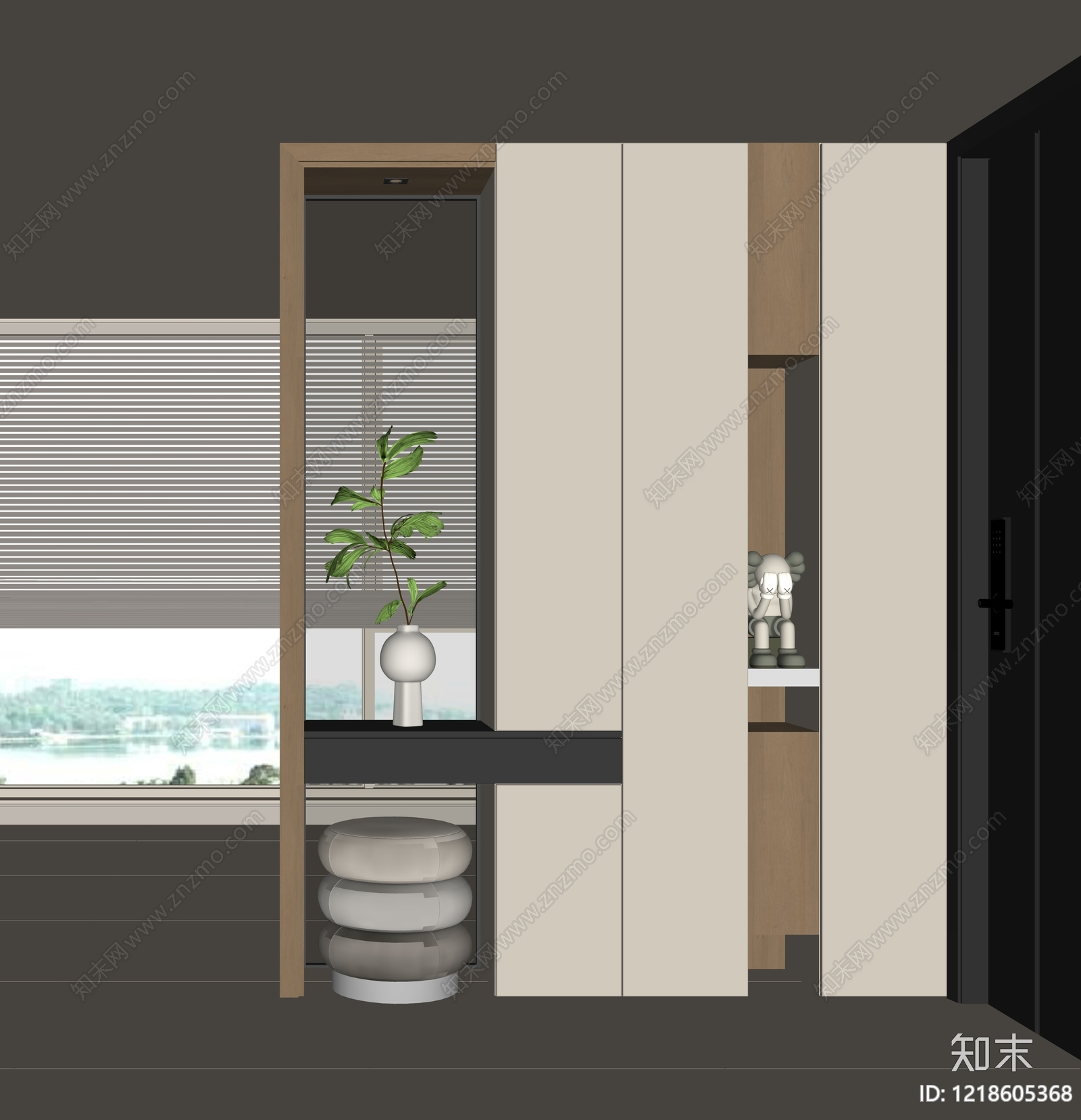现代鞋柜SU模型下载【ID:1218605368】