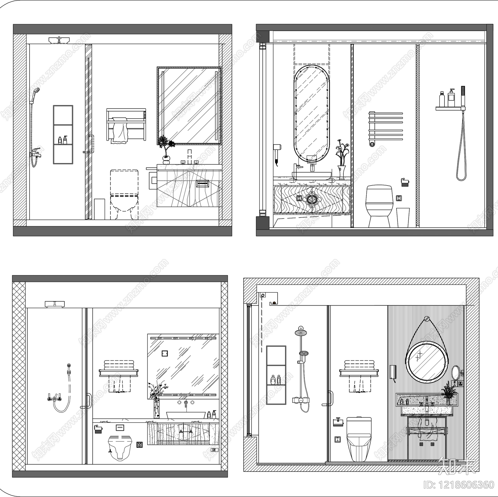 卫生间cad施工图下载【ID:1218606360】
