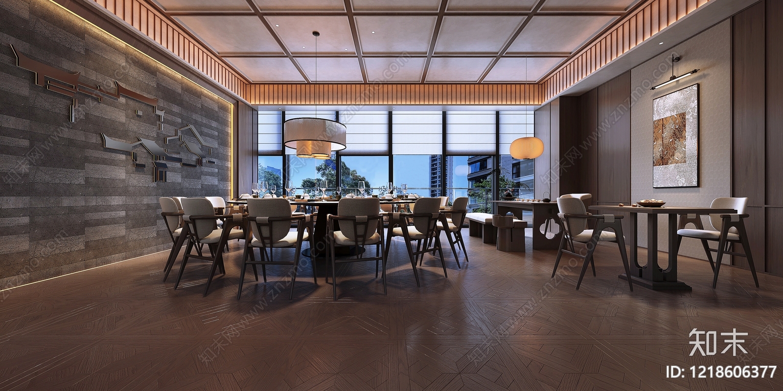 新中式包厢3D模型下载【ID:1218606377】