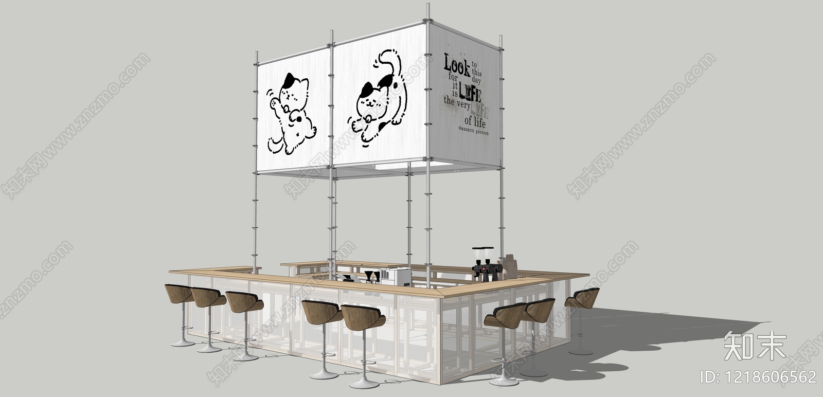 简约风食品展台SU模型下载【ID:1218606562】