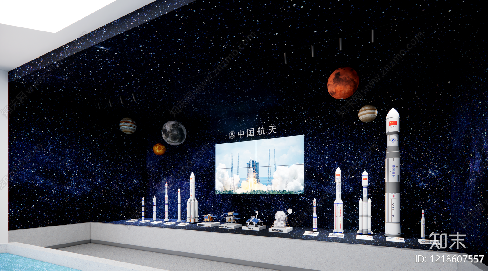 现代简约科技教育展厅SU模型下载【ID:1218607557】