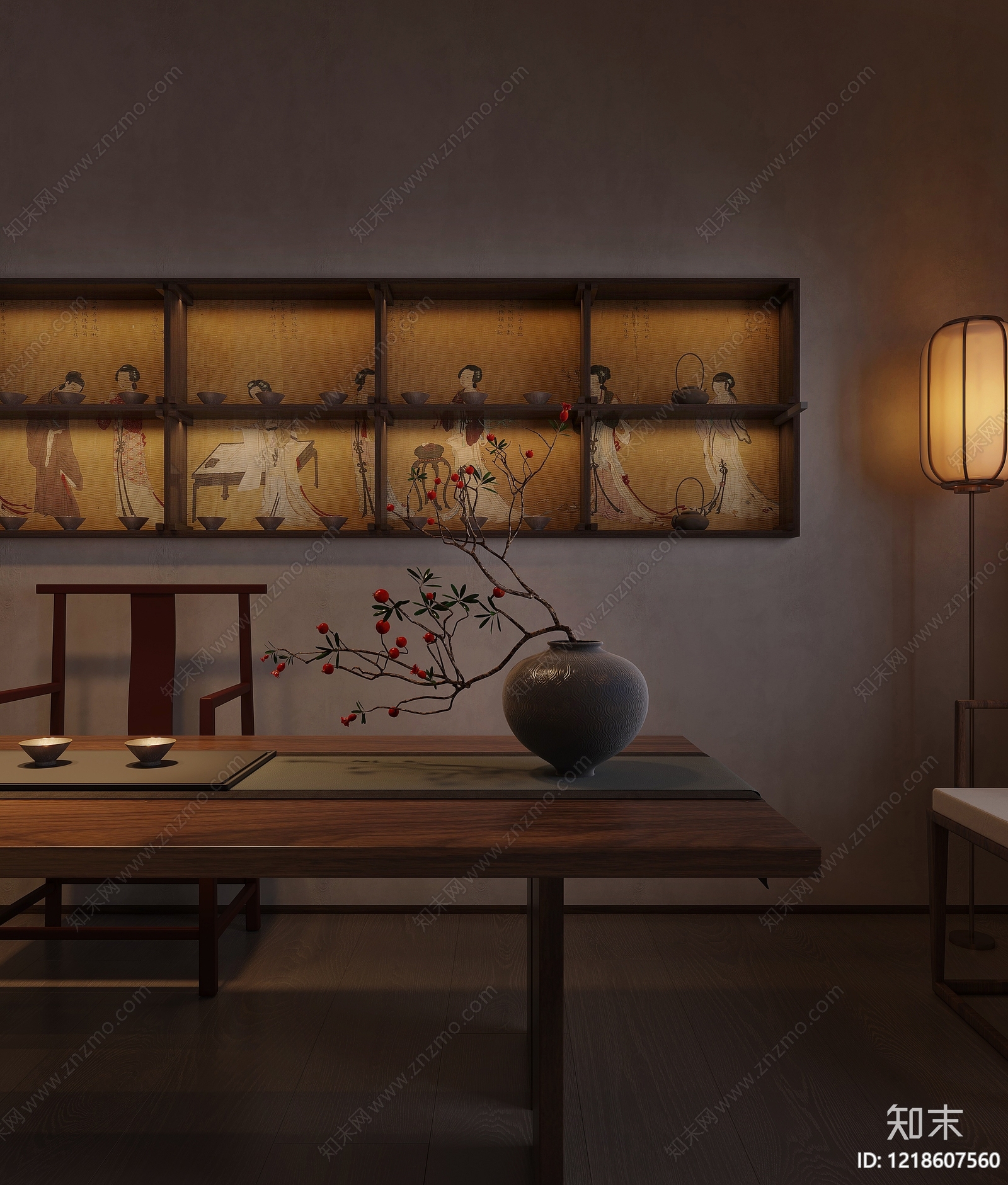 新中式茶室3D模型下载【ID:1218607560】