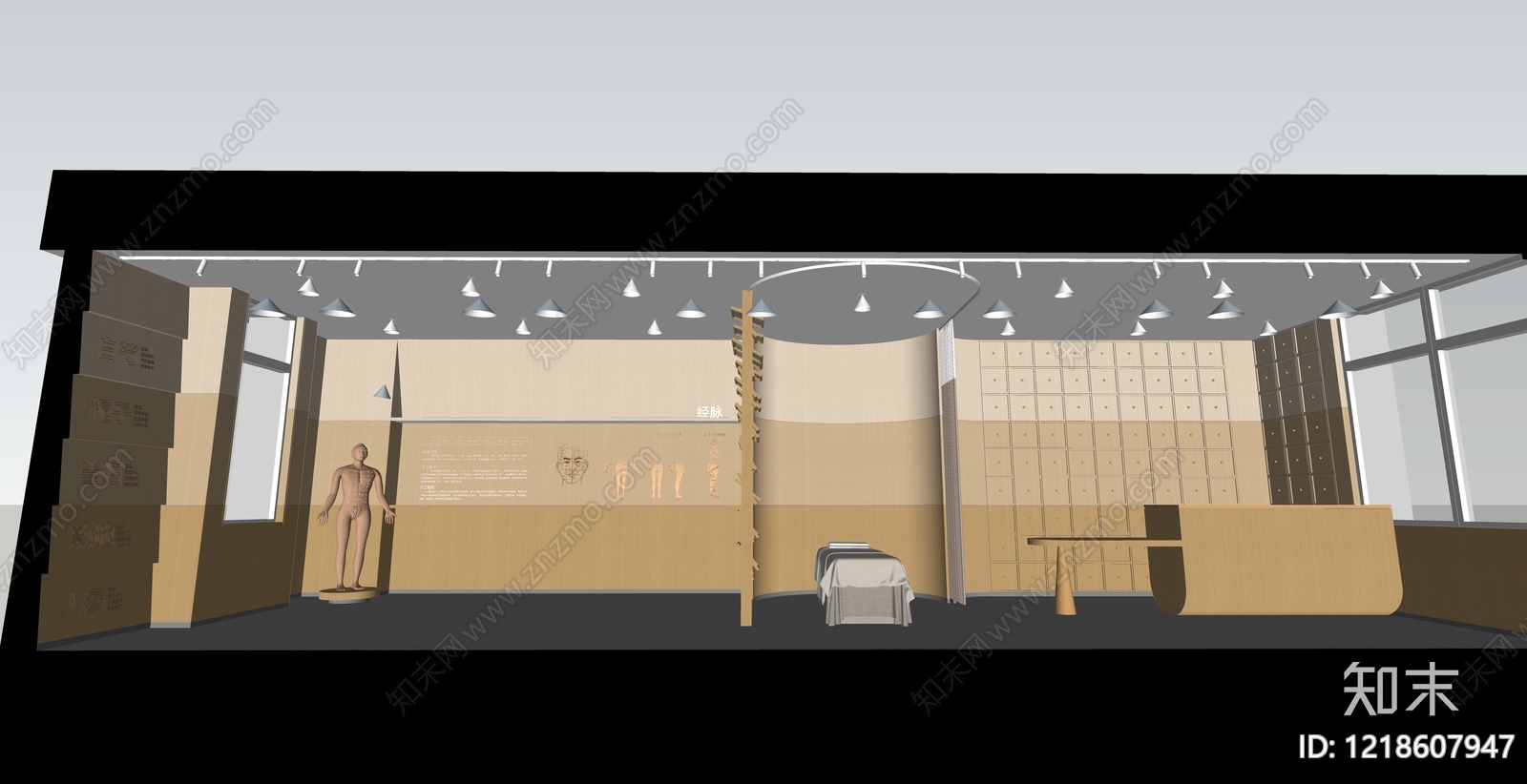 新中式医疗展厅SU模型下载【ID:1218607947】