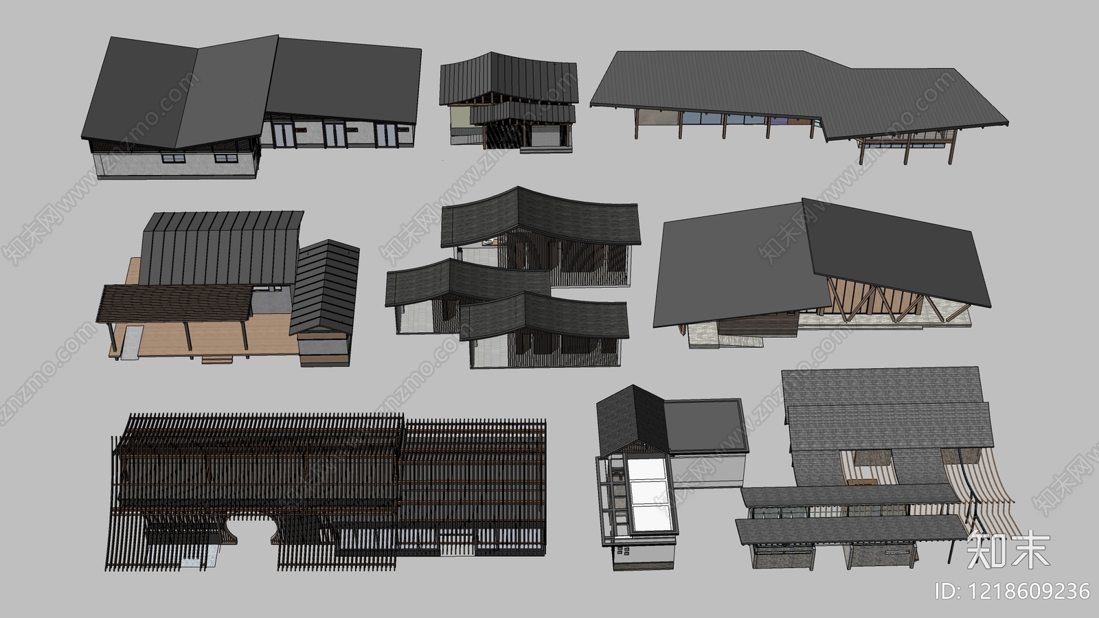 新中式小公建SU模型下载【ID:1218609236】