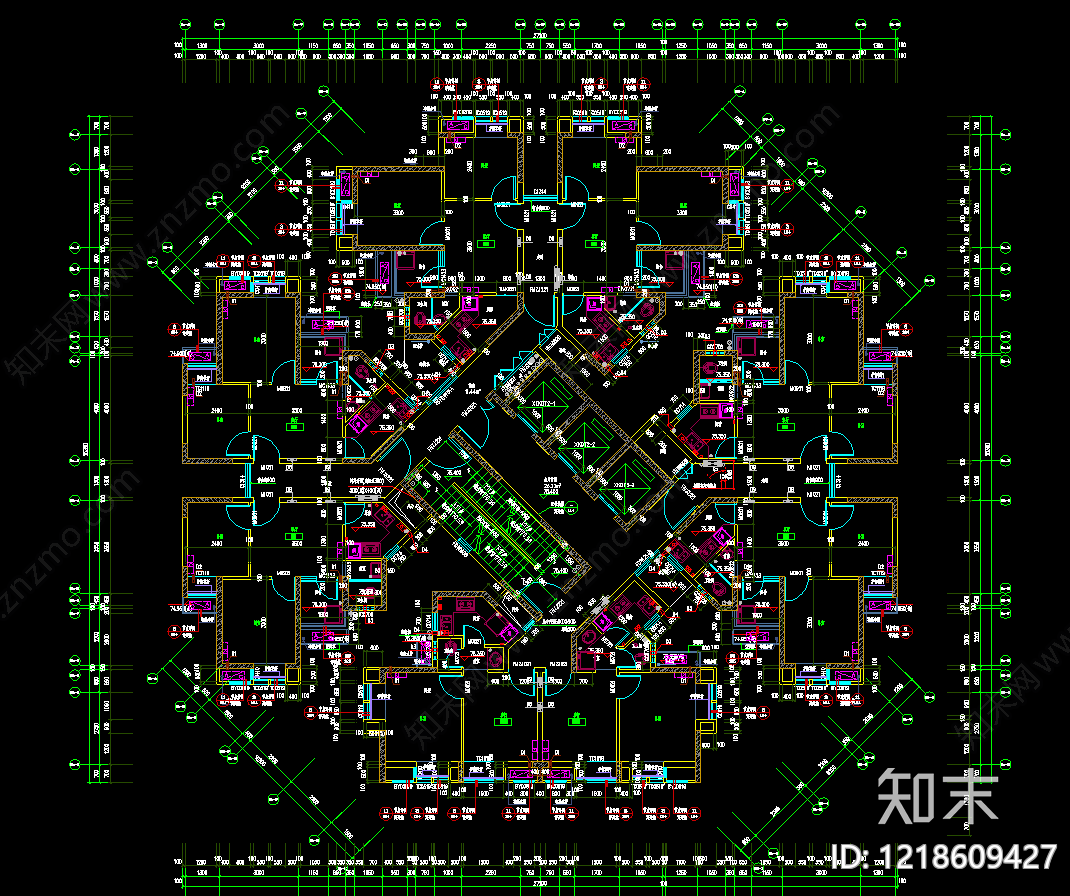 住宅楼建筑cad施工图下载【ID:1218609427】