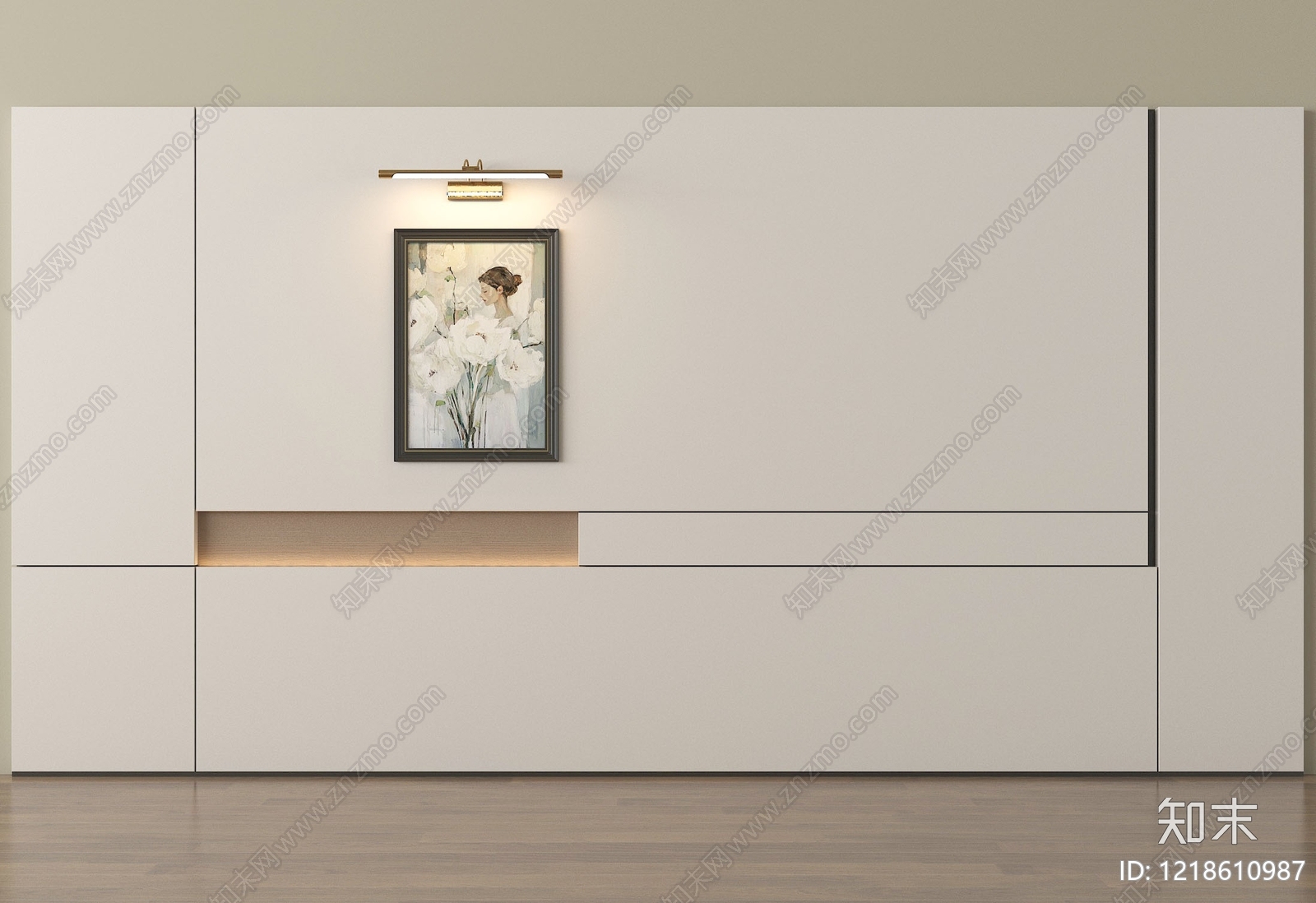 奶油风沙发背景墙3D模型下载【ID:1218610987】