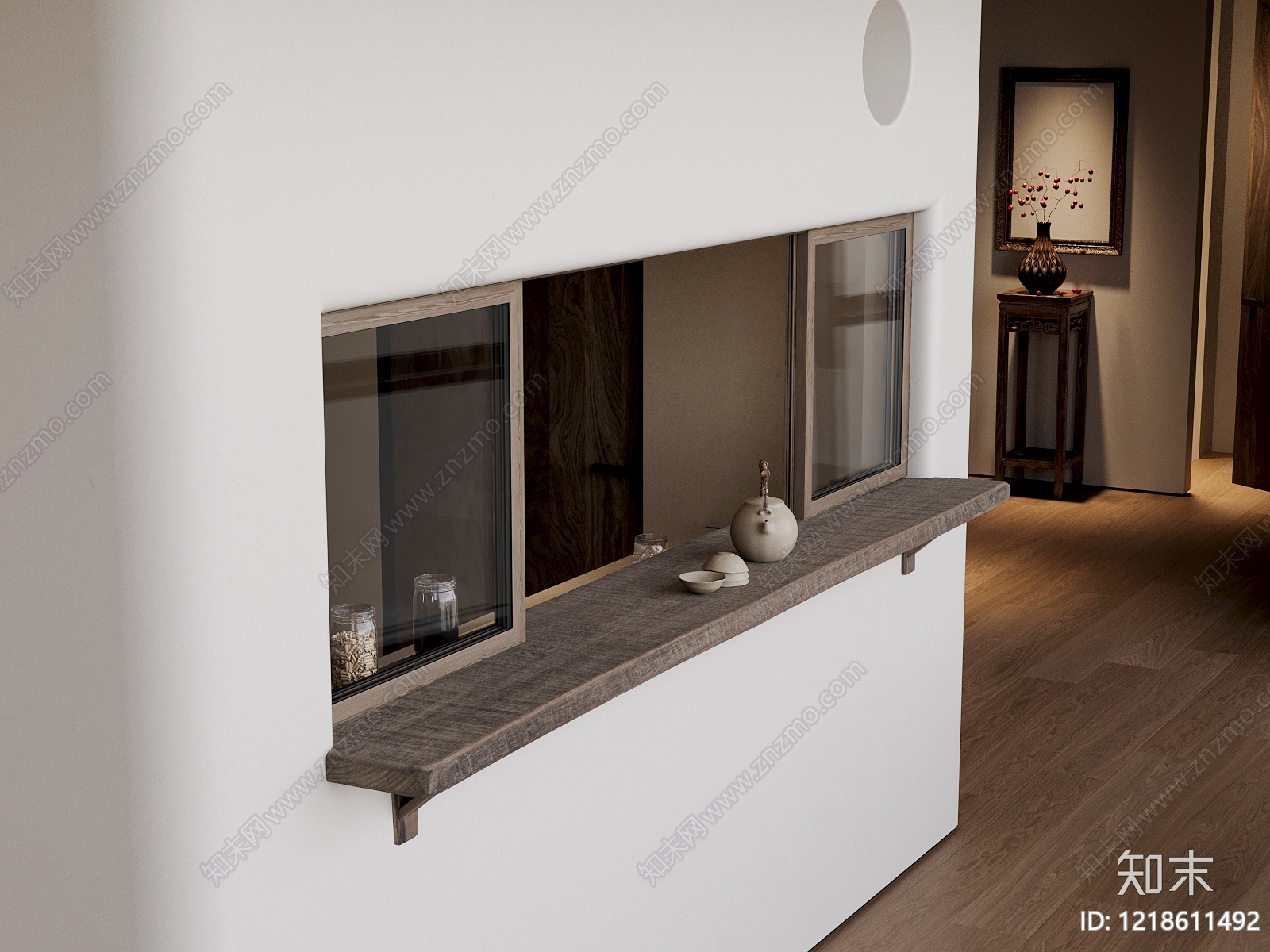 新中式橱窗3D模型渲染效果图