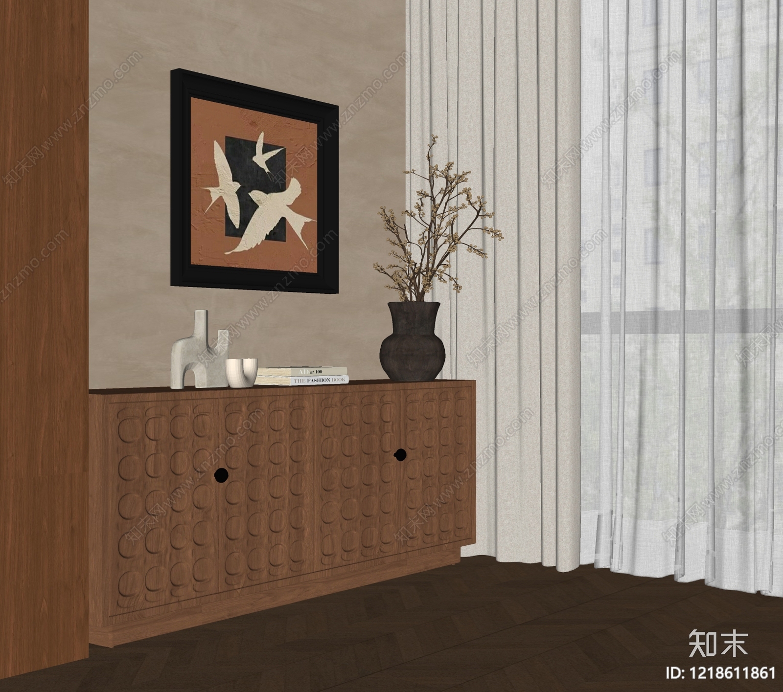 中古风玄关柜SU模型下载【ID:1218611861】