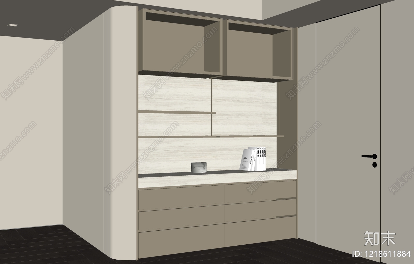 极简餐边柜SU模型下载【ID:1218611884】