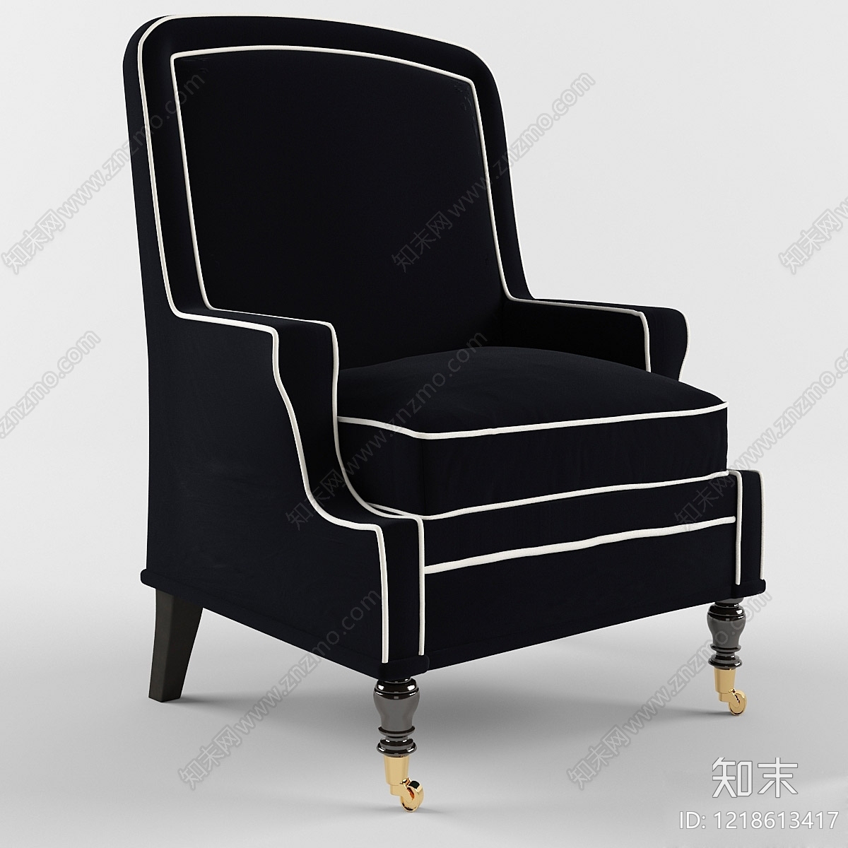 复古单人沙发3D模型下载【ID:1218613417】