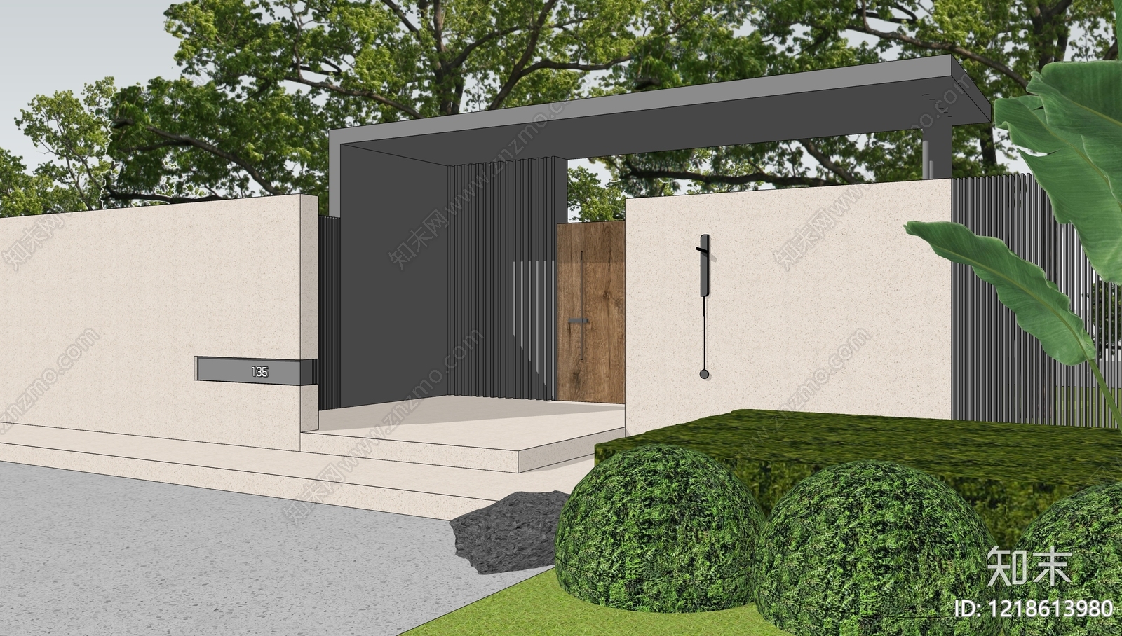 现代简约入口大门SU模型下载【ID:1218613980】