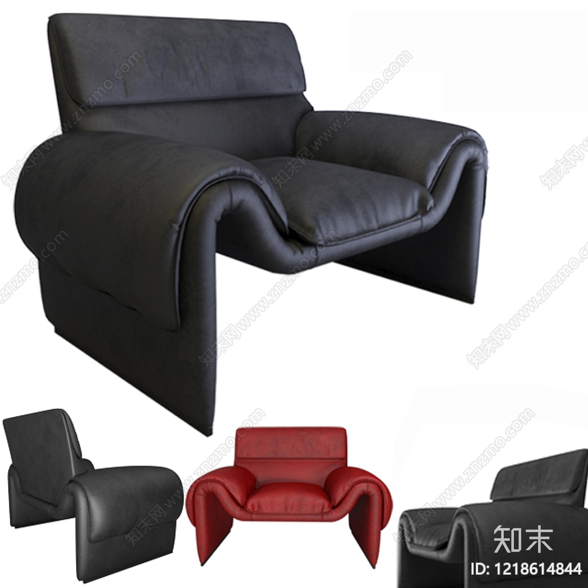 意式极简休闲椅3D模型渲染效果图