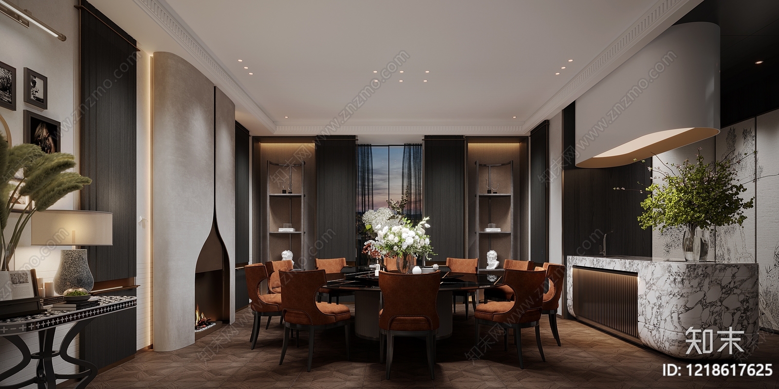 新中式酒店走廊3D模型下载【ID:1218617625】