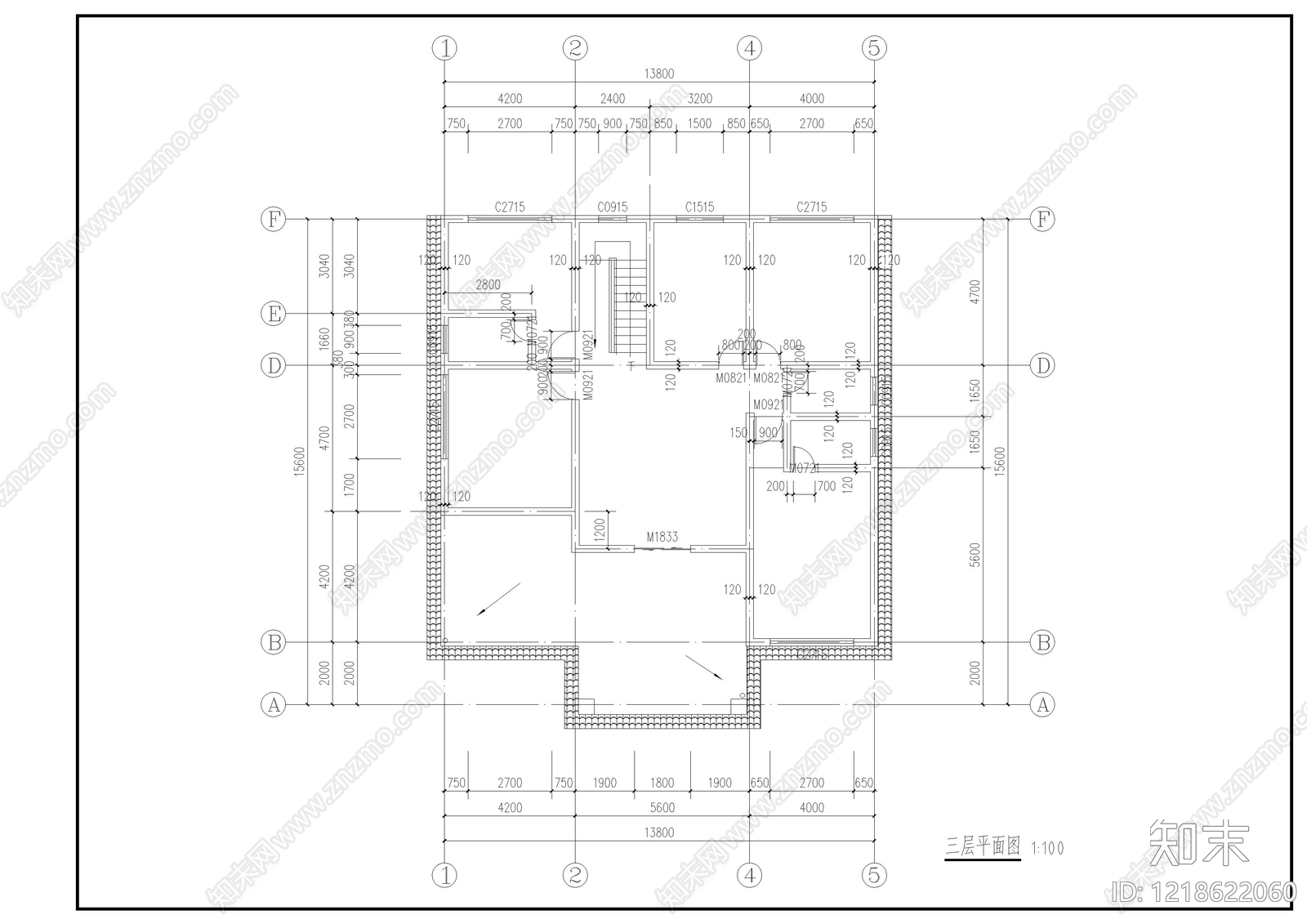 别墅建筑cad施工图下载【ID:1218622060】