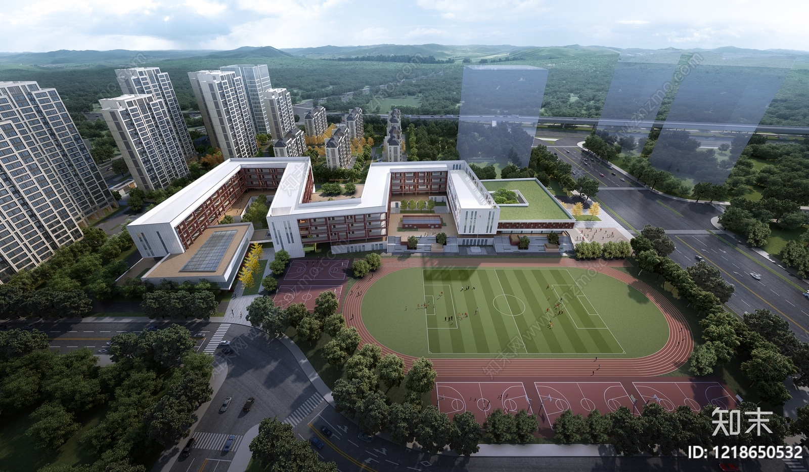 现代学校建筑风格学校SU模型下载【ID:1218650532】
