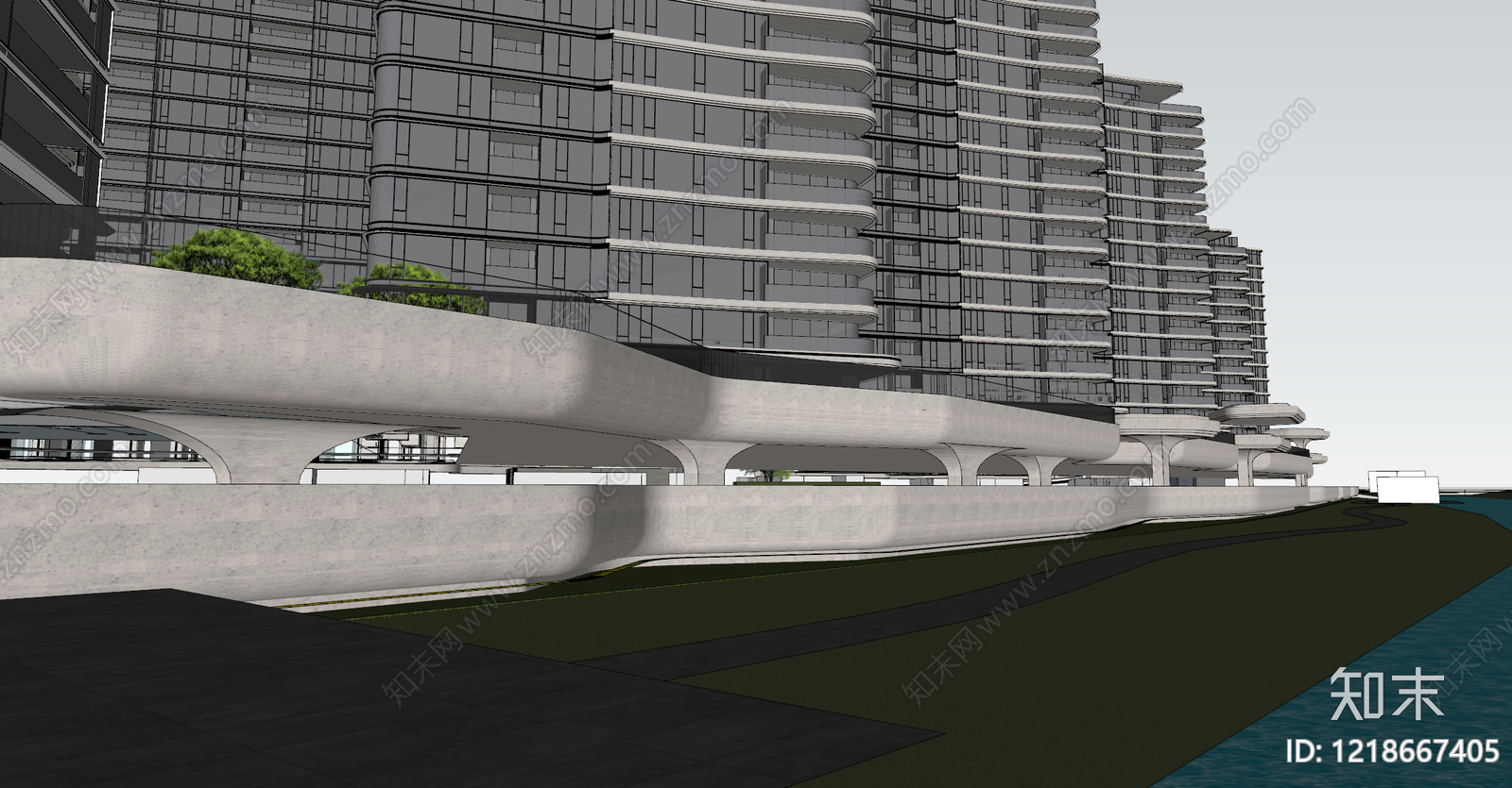 现代小高层住宅楼SU模型下载【ID:1218667405】