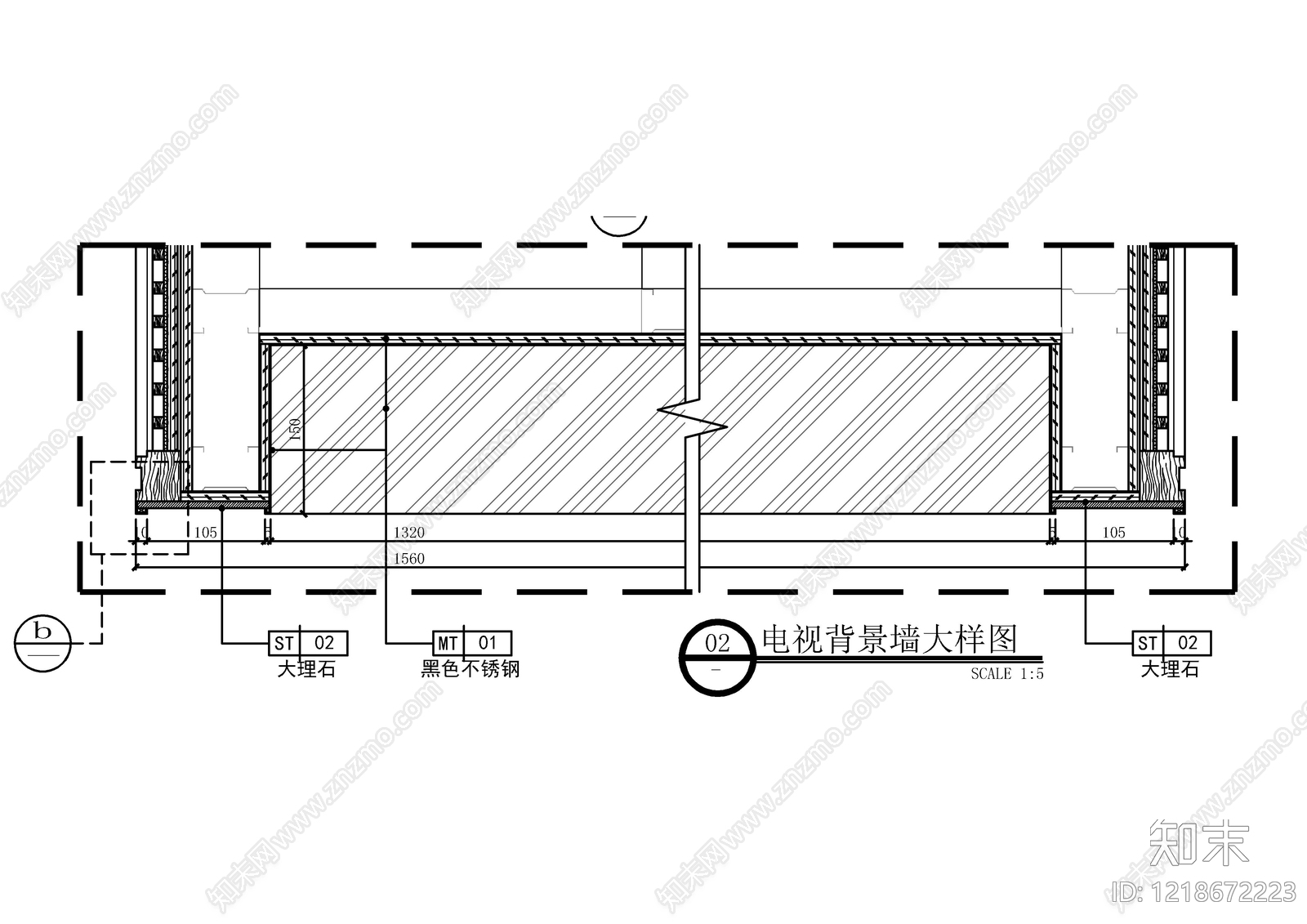 背景墙节点cad施工图下载【ID:1218672223】