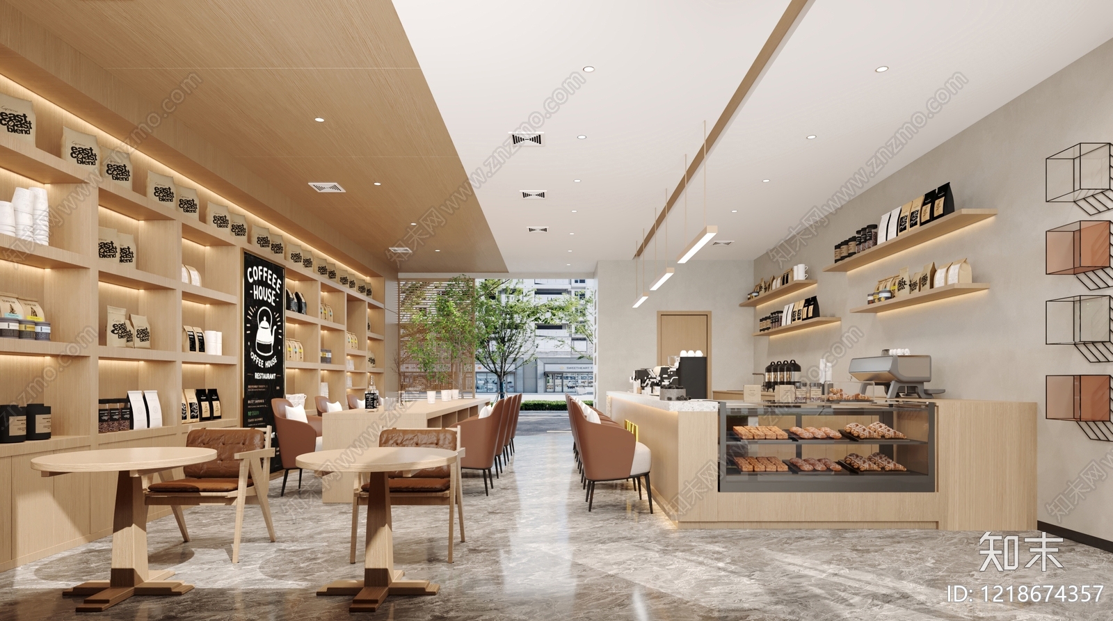 原木风甜品面包店3D模型下载【ID:1218674357】