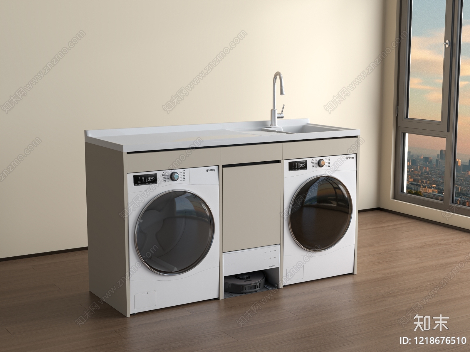 现代简约洗衣机柜3D模型下载【ID:1218676510】