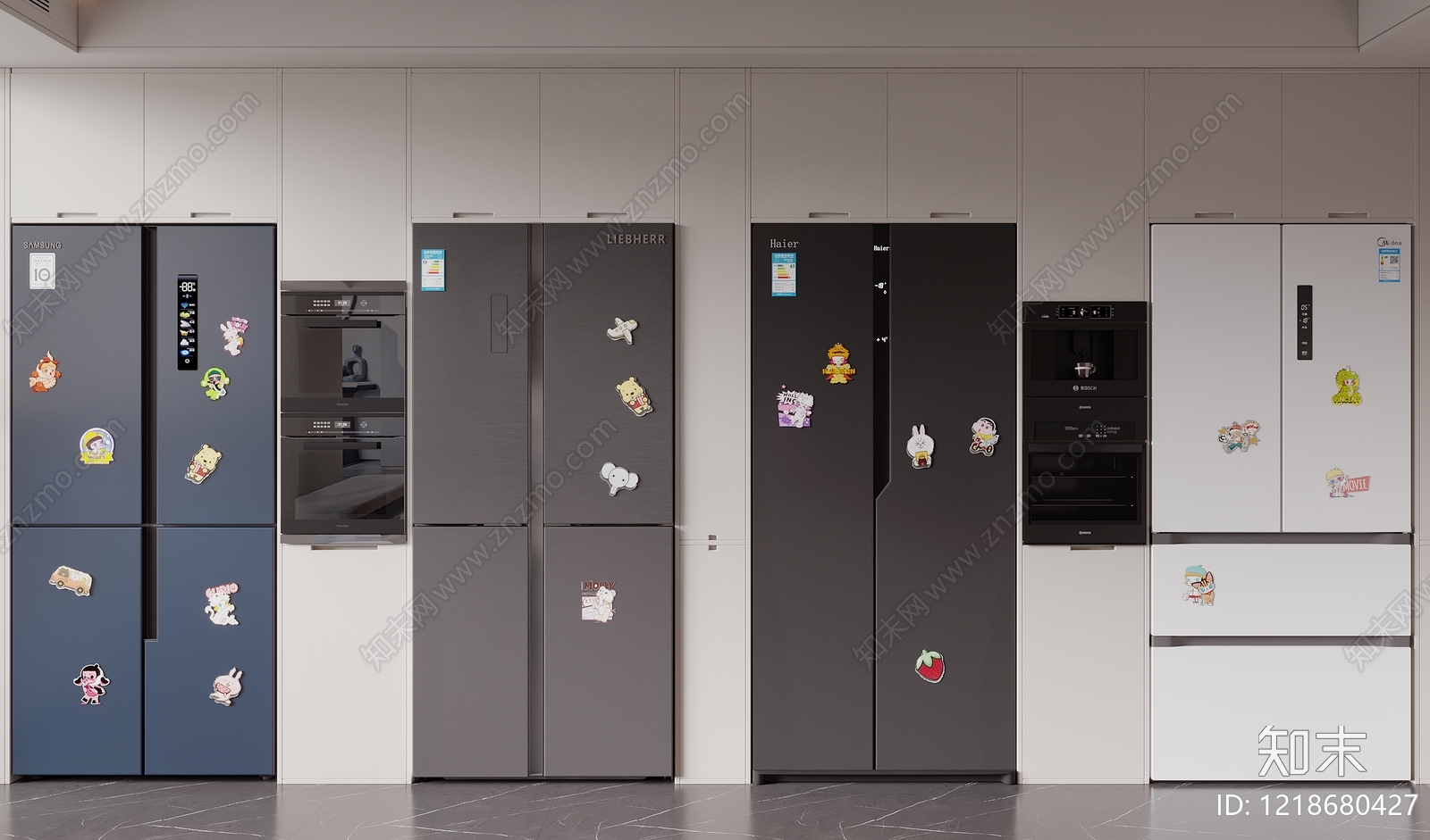 现代简约冰箱SU模型草图