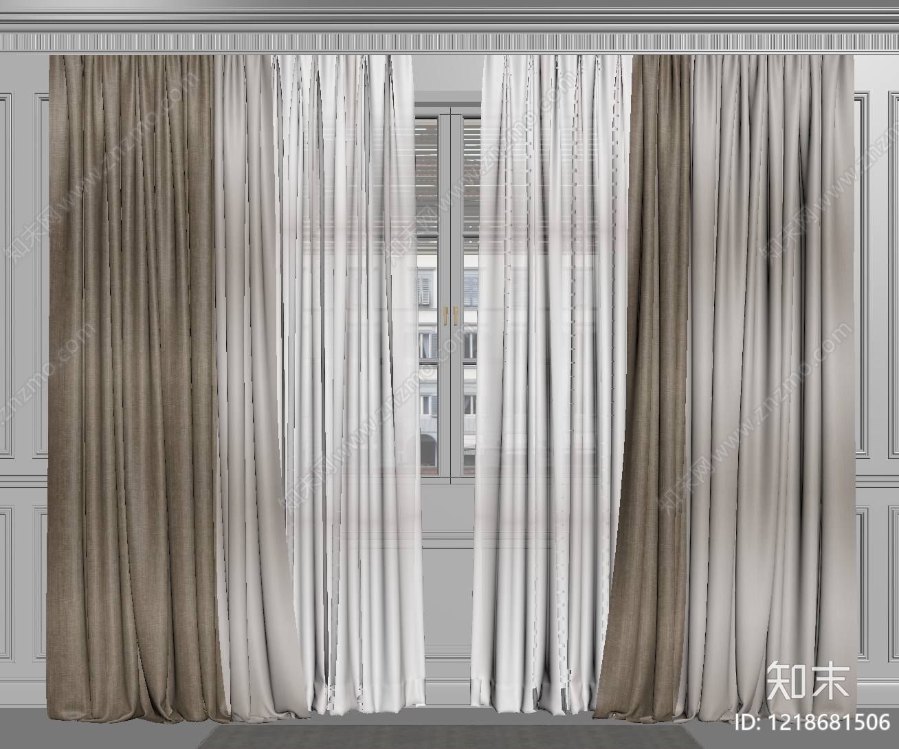 法式窗帘SU模型下载【ID:1218681506】