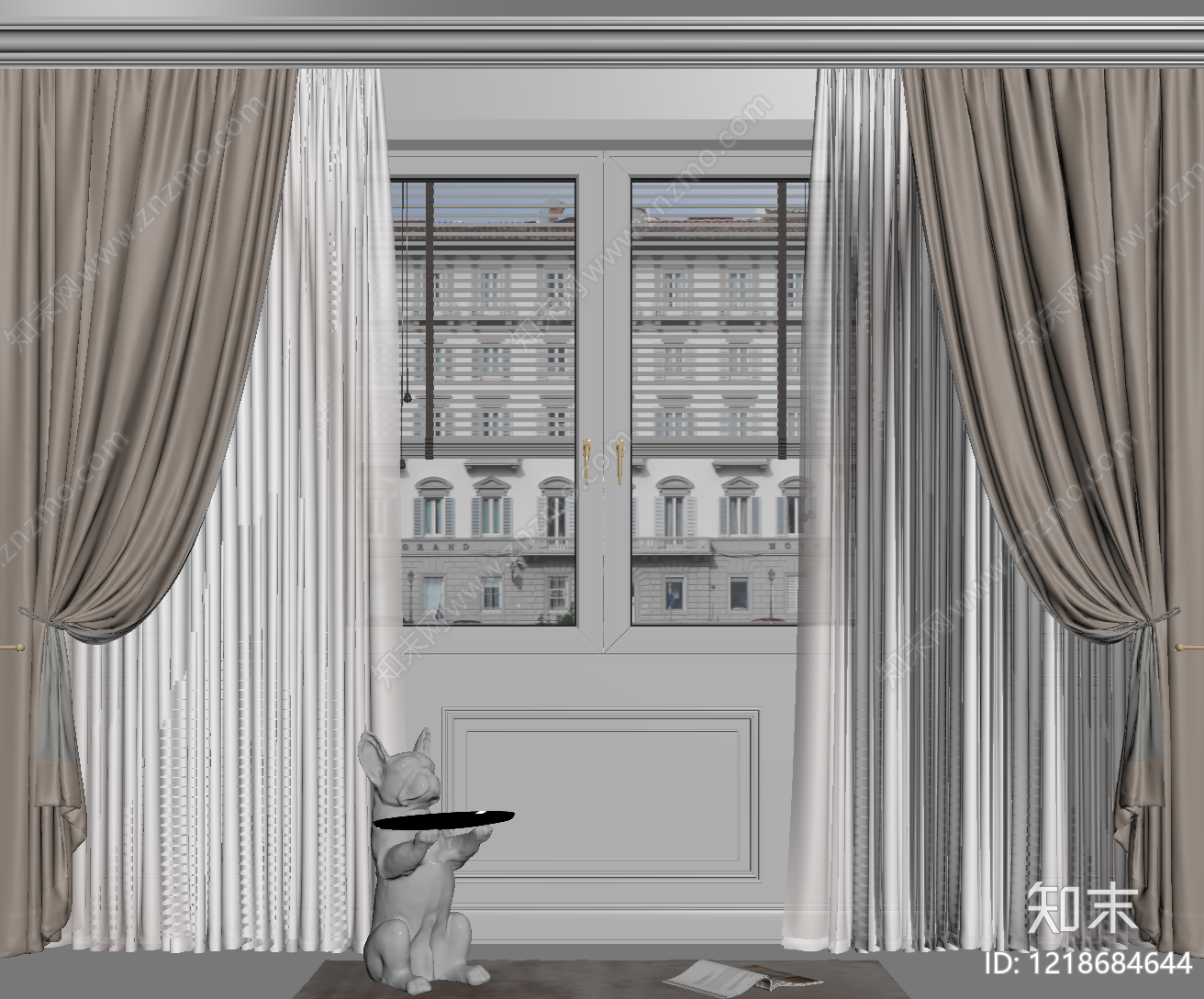 现代风窗帘SU模型下载【ID:1218684644】