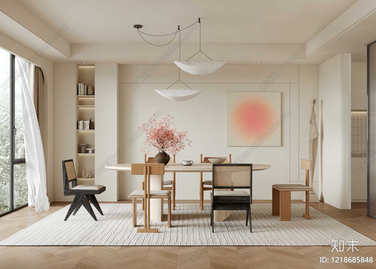 侘寂家居餐厅SU模型下载【ID:1218685848】