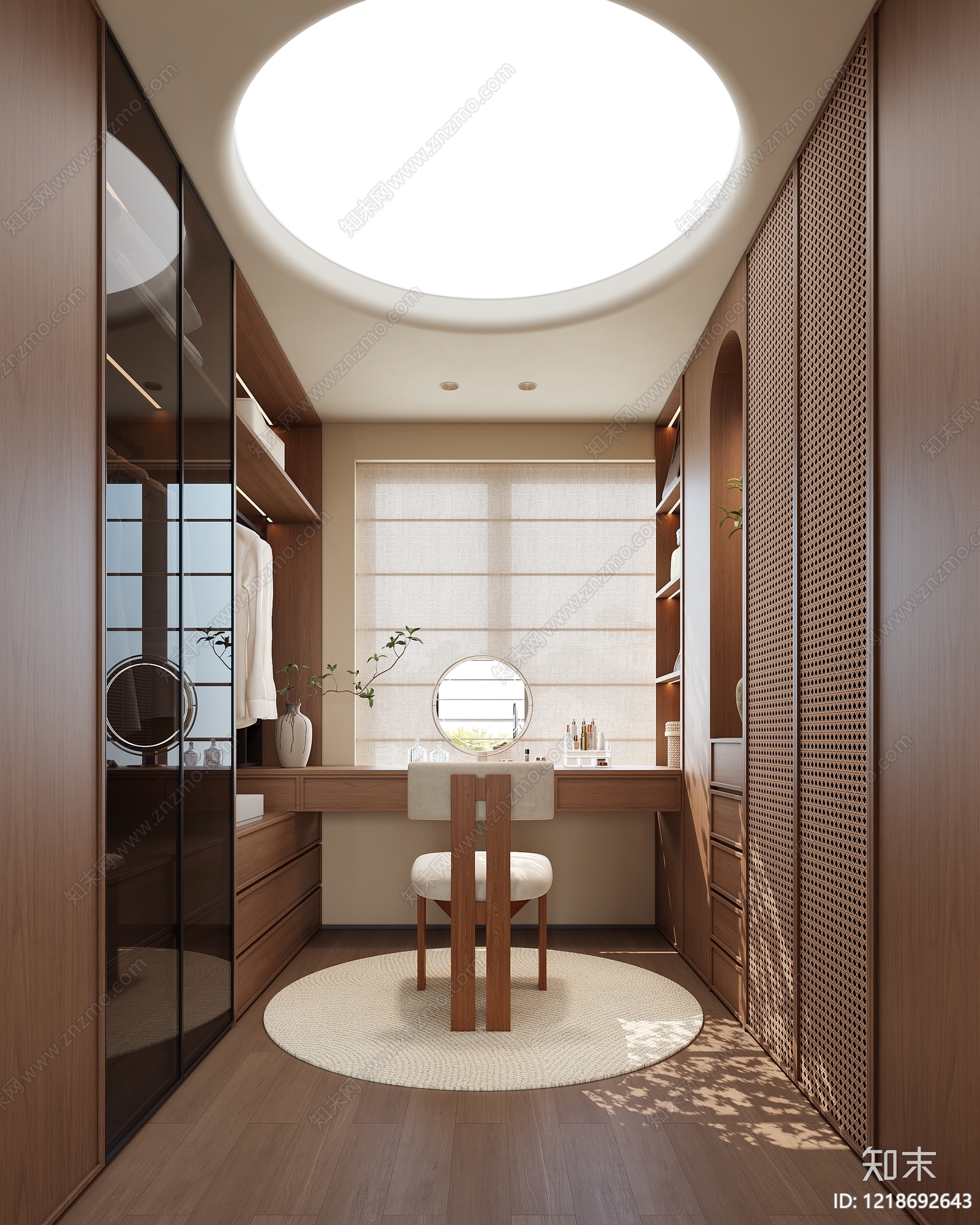 新中式衣帽间SU模型下载【ID:1218692643】