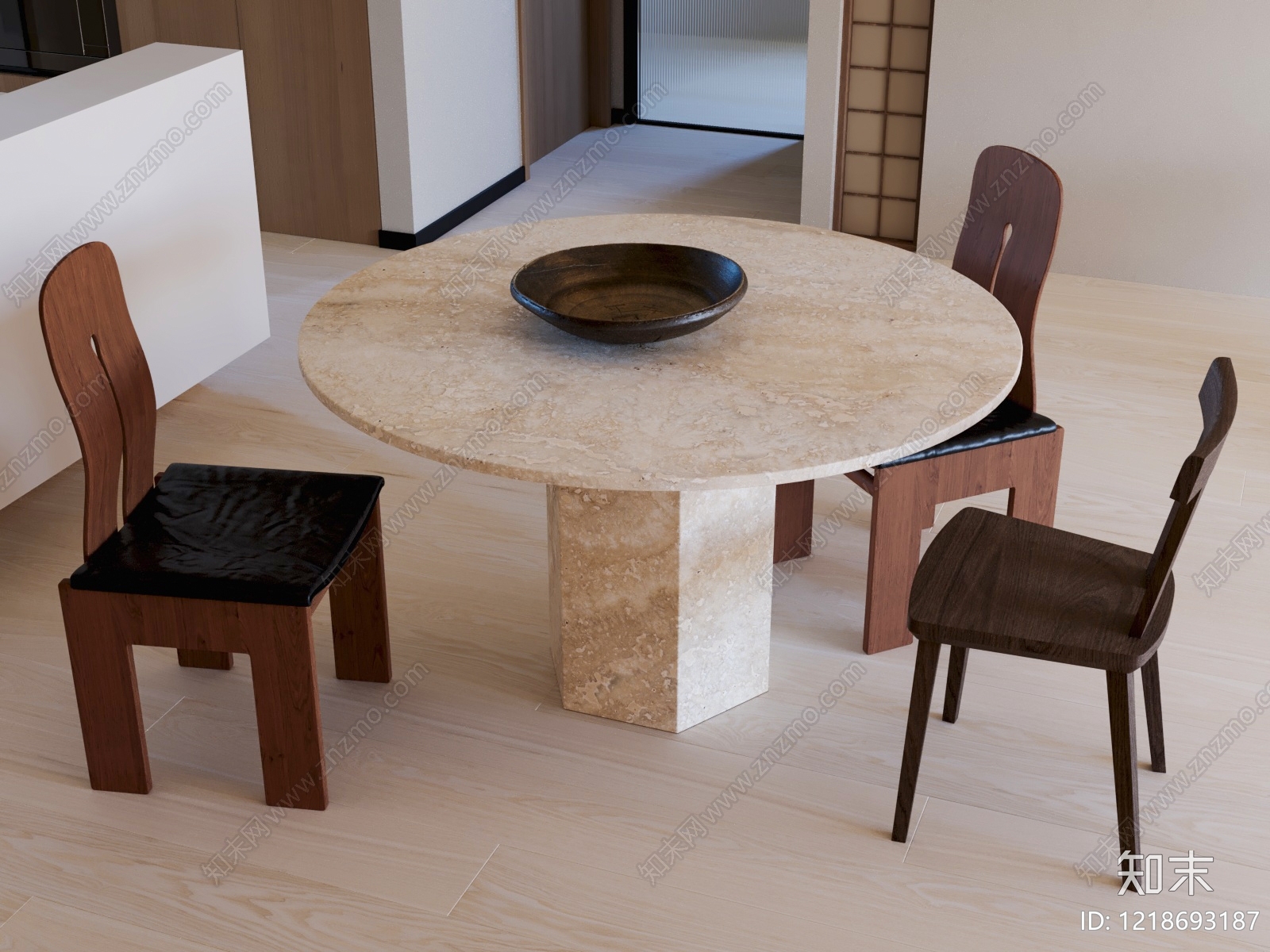 日式餐桌椅SU模型下载【ID:1218693187】
