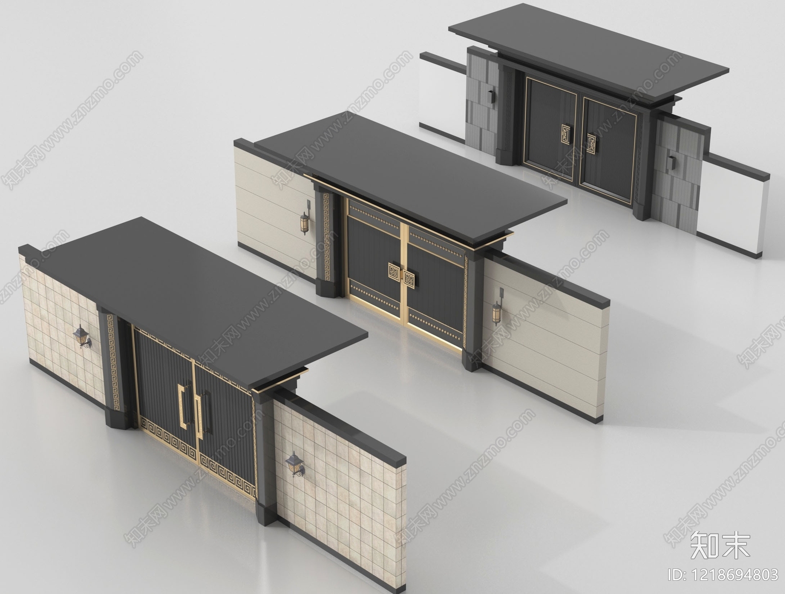 新中式门组合3D模型下载【ID:1218694803】
