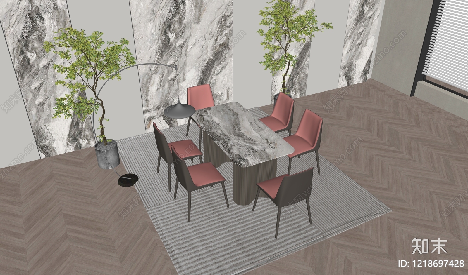 意式餐桌椅SU模型下载【ID:1218697428】