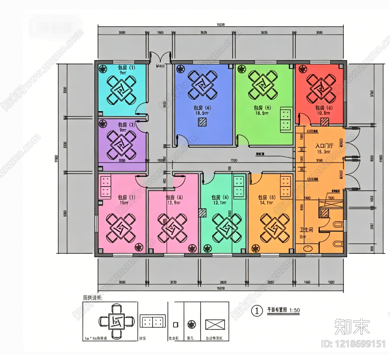棋牌室CAD图纸