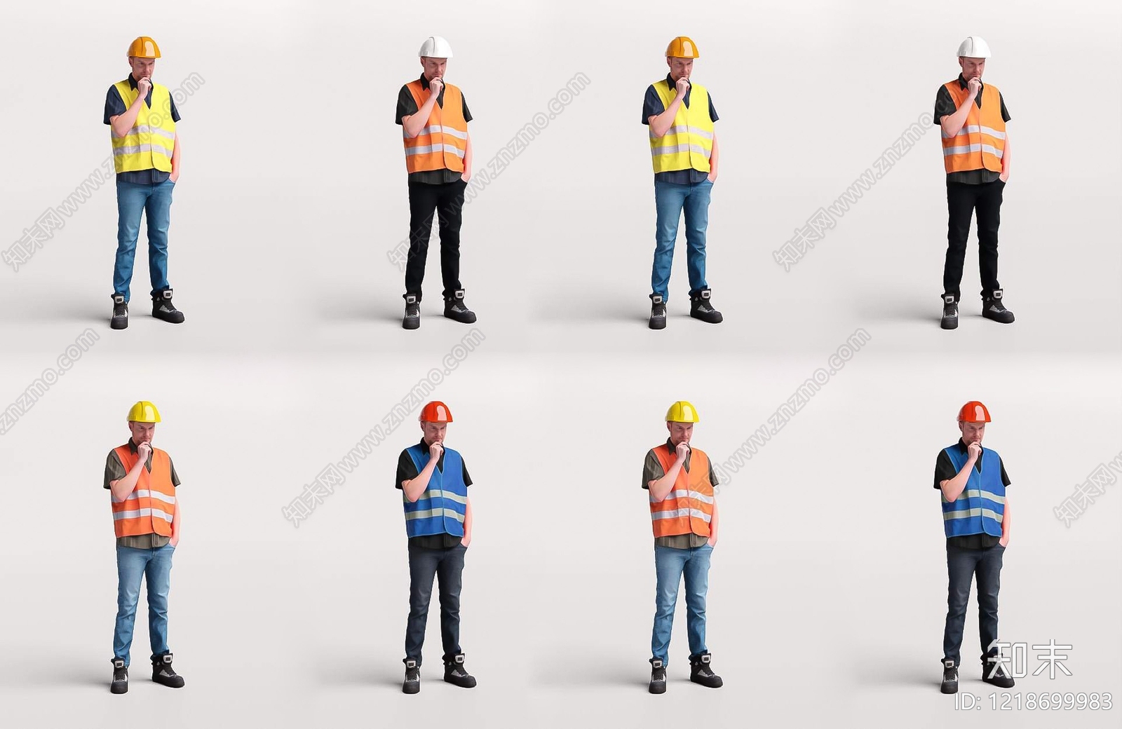 现代工装风格男人3D模型渲染效果图
