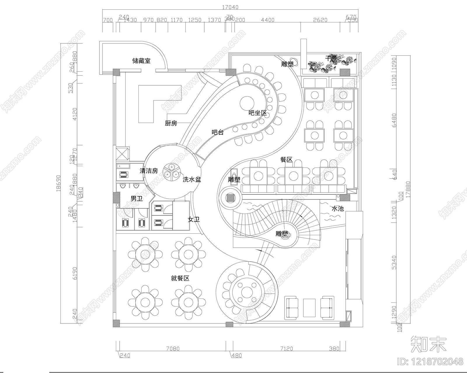 其他餐饮空间cad施工图下载【ID:1218702048】