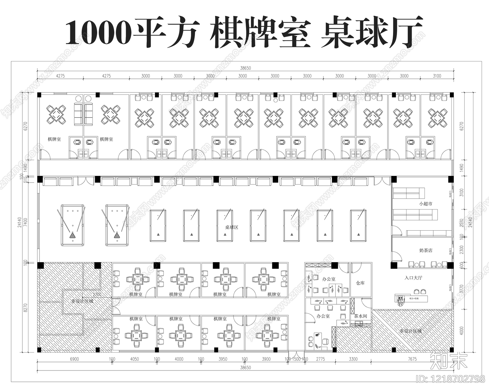 棋牌室cad施工图下载【ID:1218702798】