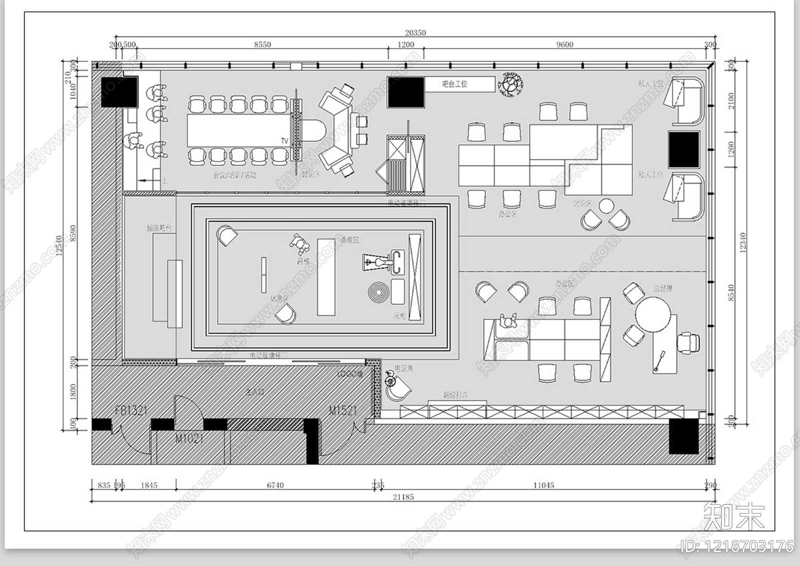 整体办公空间CAD图纸